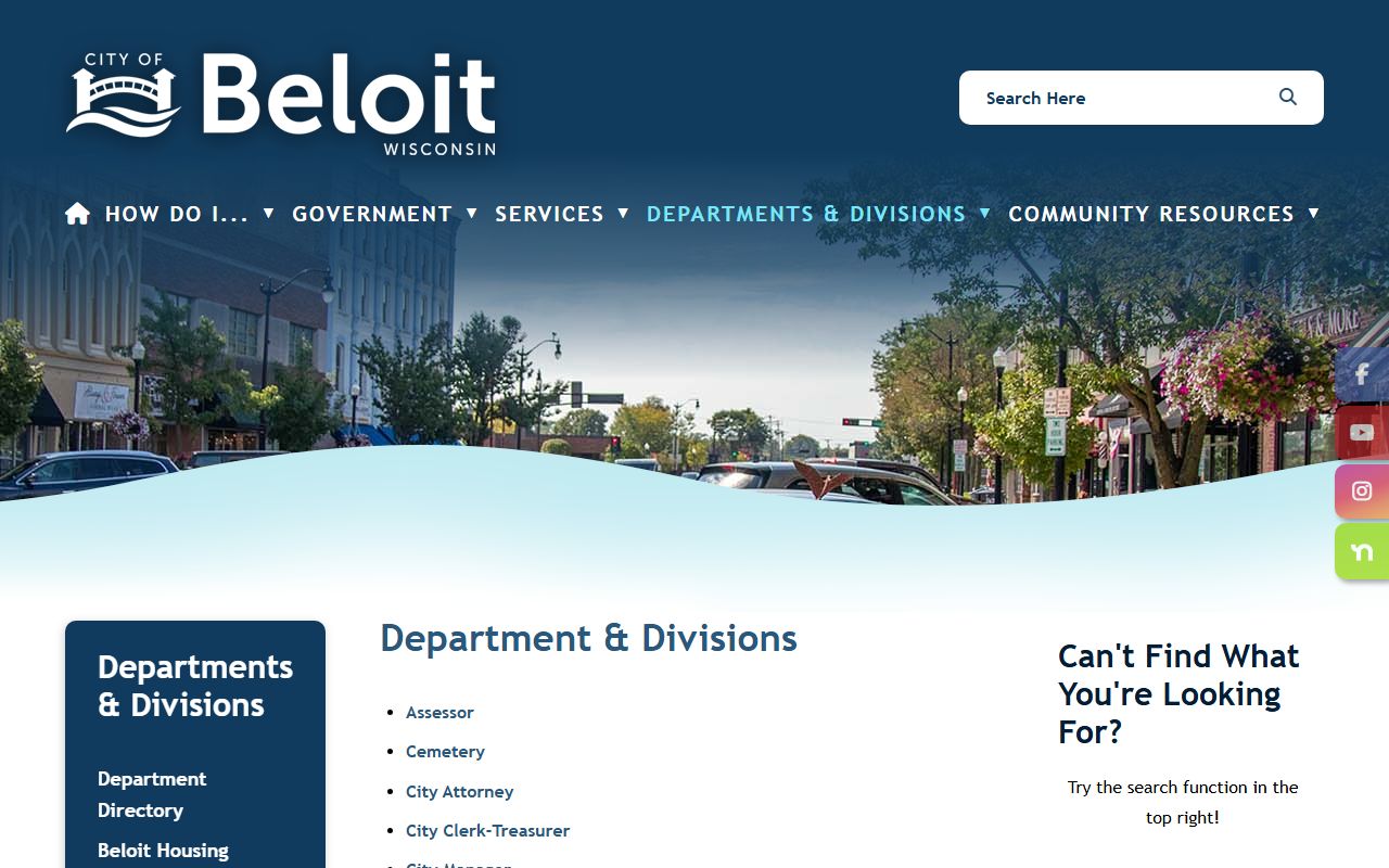 Beloit Police Records department page screenshot
