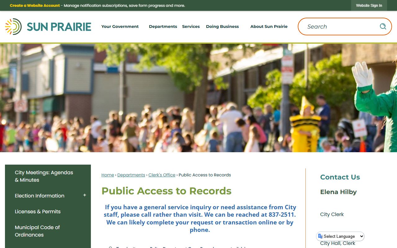 Sun Prairie Police Records public access to records screenshot