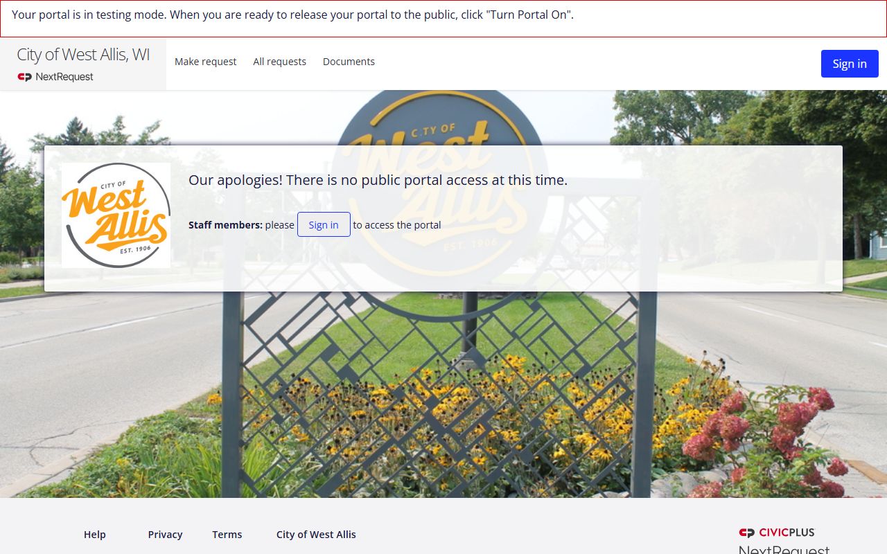 West Allis Police Records request portal screenshot