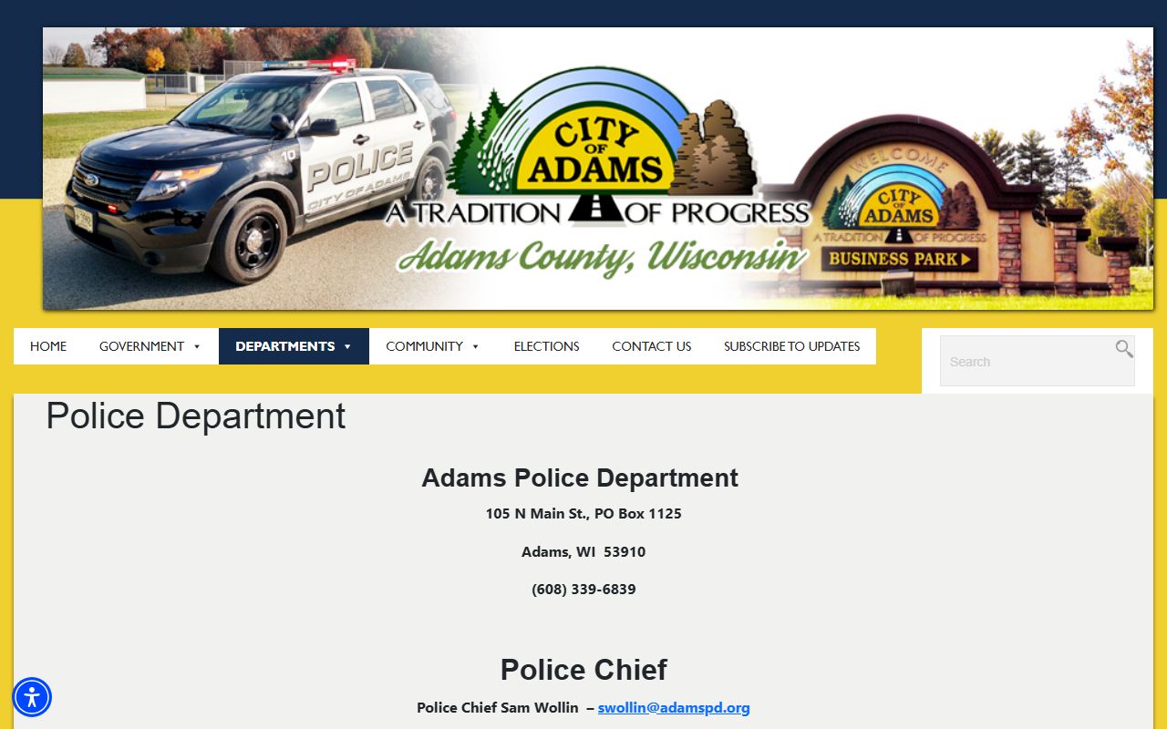 Adams County Police Records city police department screenshot
