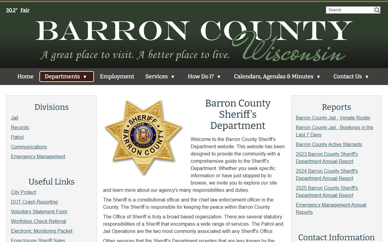 Barron County Police Records county homepage