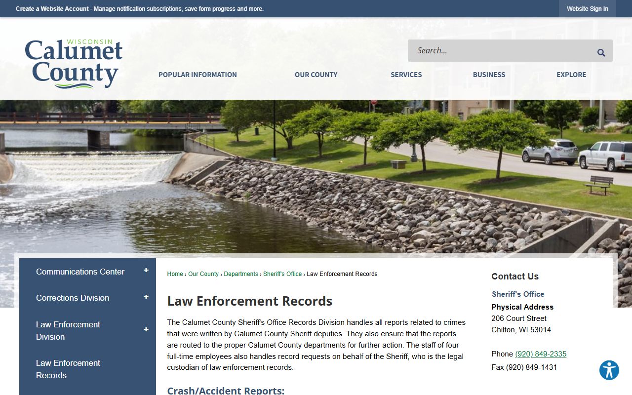 Calumet County Police Records law enforcement records screenshot