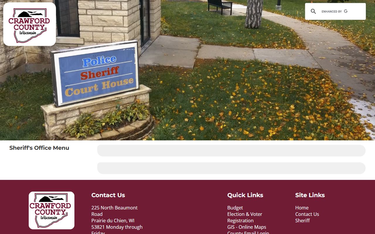 Crawford County Police Records sheriff page screenshot