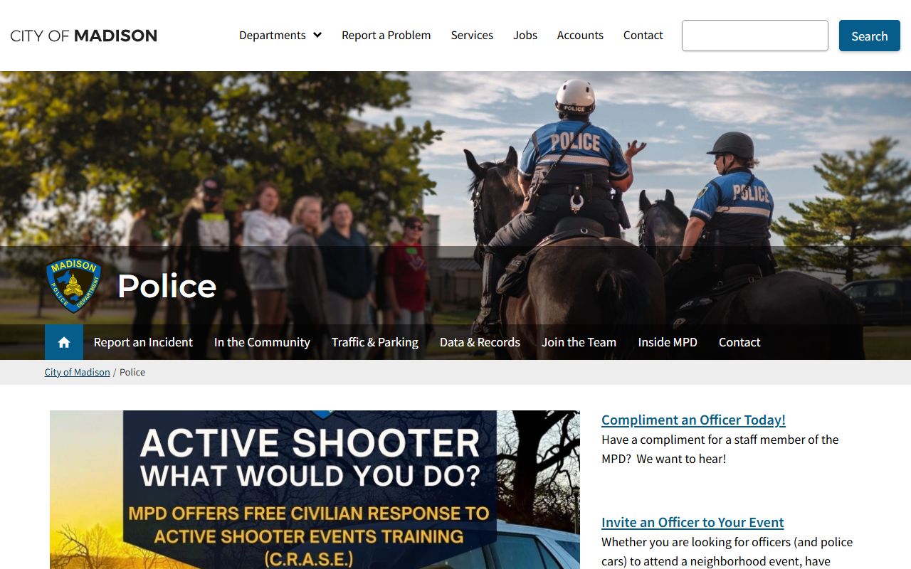 Dane County Police Records Madison Police Department screenshot