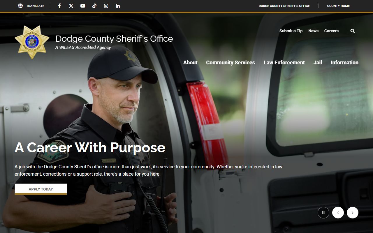 Dodge County Police Records sheriff homepage screenshot