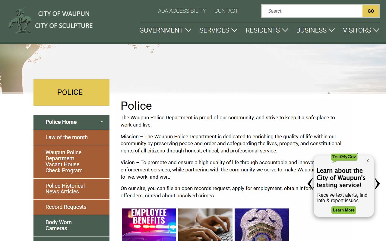 Dodge County Police Records Waupun Police Department screenshot