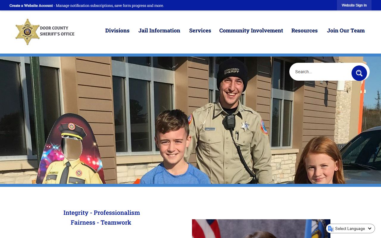 Door County Police Records sheriff website screenshot