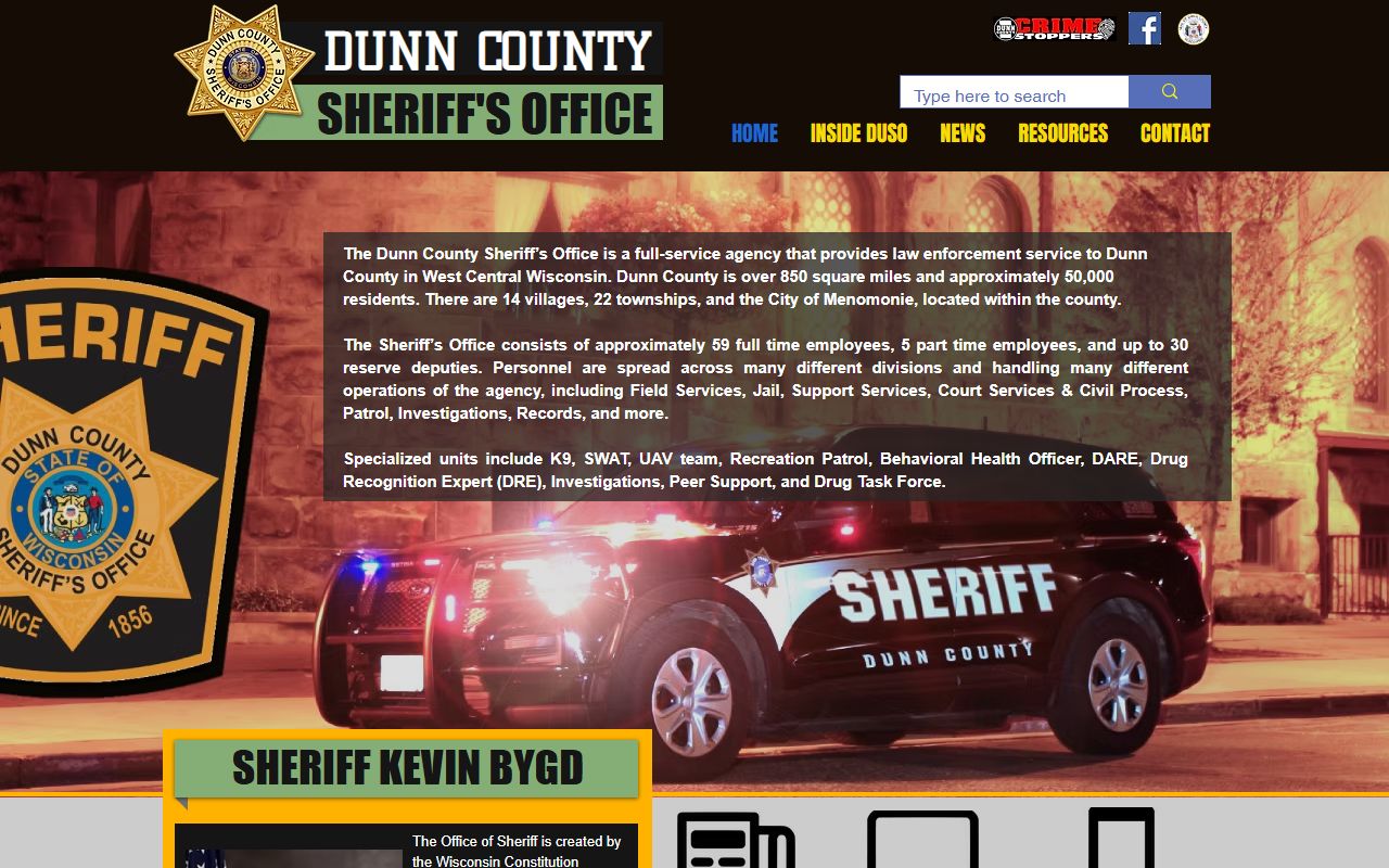 Dunn County Police Records sheriff home screenshot