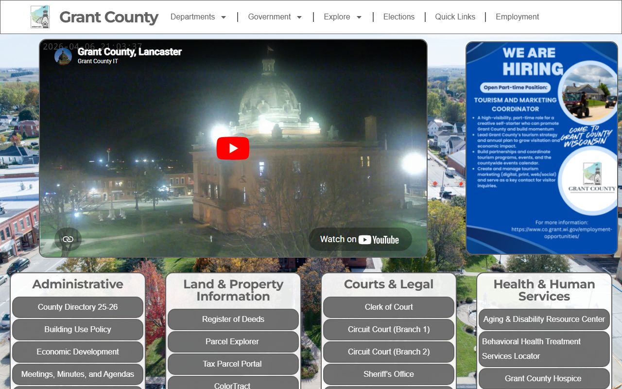 Grant County Police Records county homepage screenshot