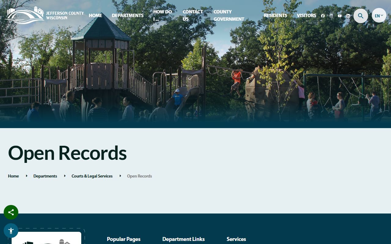 Jefferson County Police Records open records hub screenshot