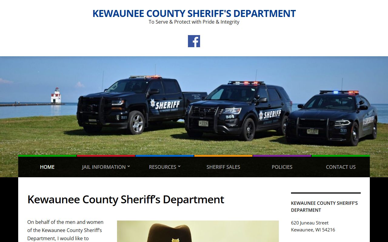 Kewaunee County Police Records sheriff homepage screenshot