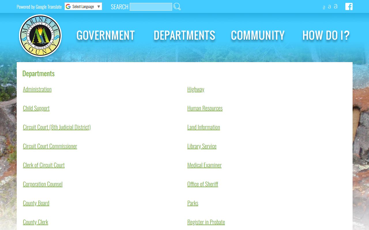 Marinette County Police Records sheriff office screenshot