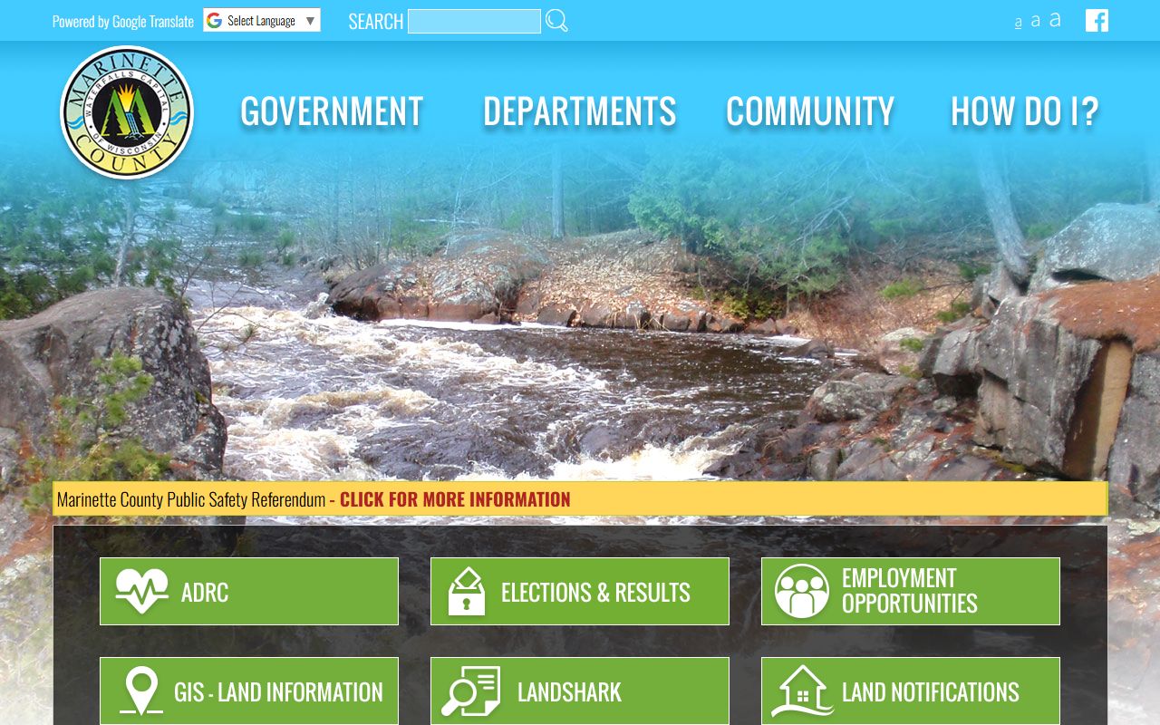 Marinette County Police Records county homepage screenshot