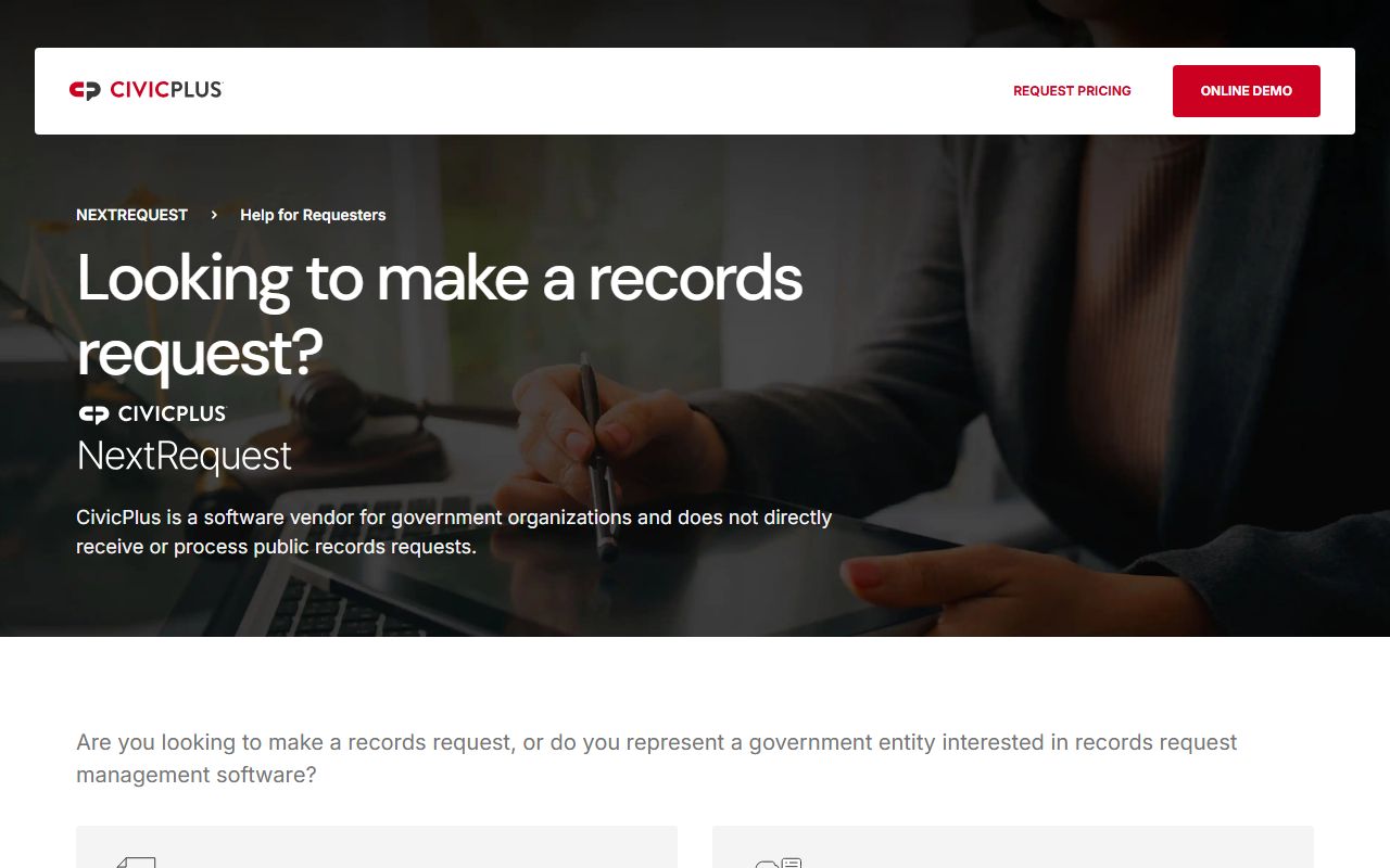 Menominee County Police Records county request portal screenshot