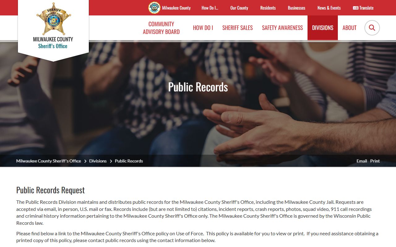 Milwaukee County Police Records sheriff public records screenshot