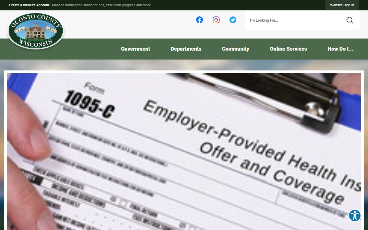 Oconto County Police Records county homepage screenshot