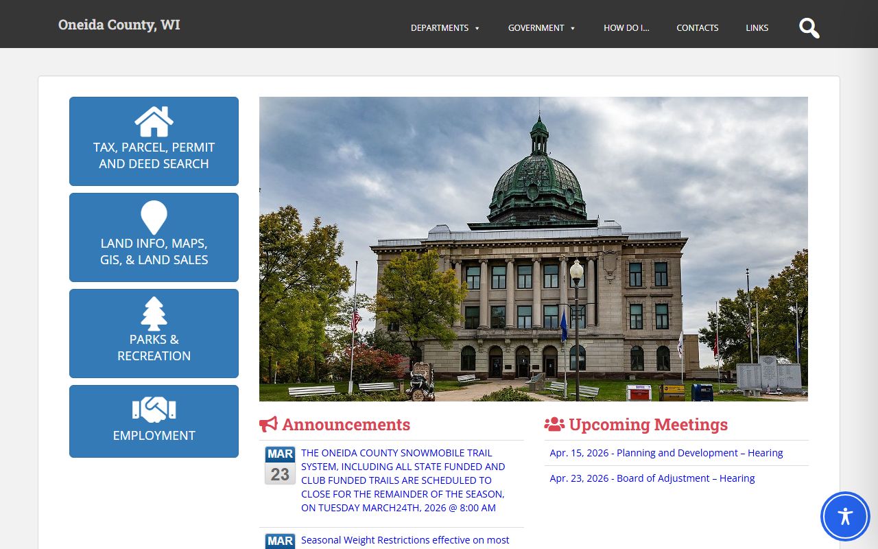 Oneida County Police Records county homepage screenshot