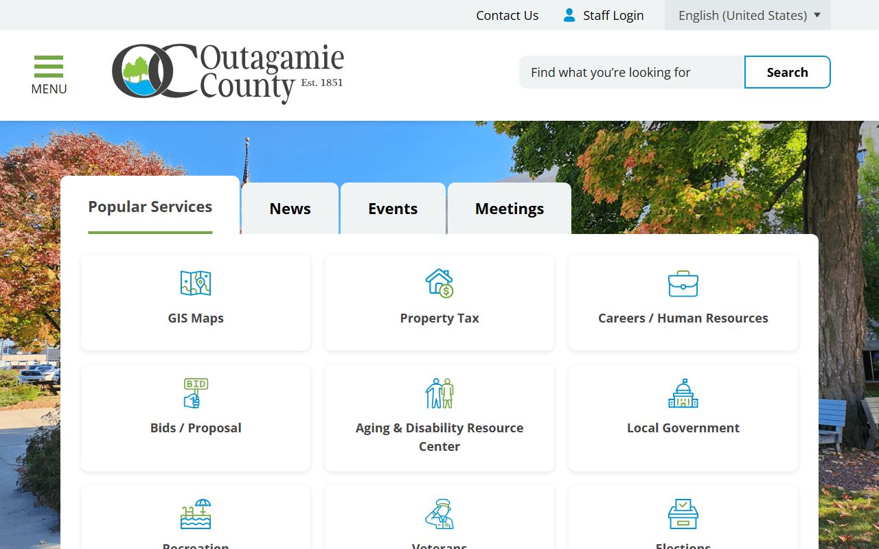 Outagamie County Police Records county homepage screenshot