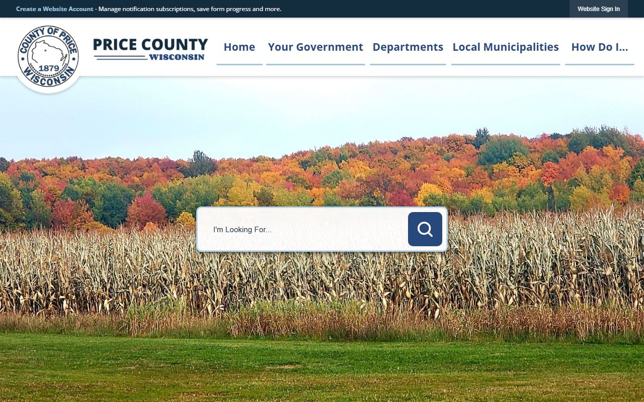 Price County Police Records county homepage screenshot