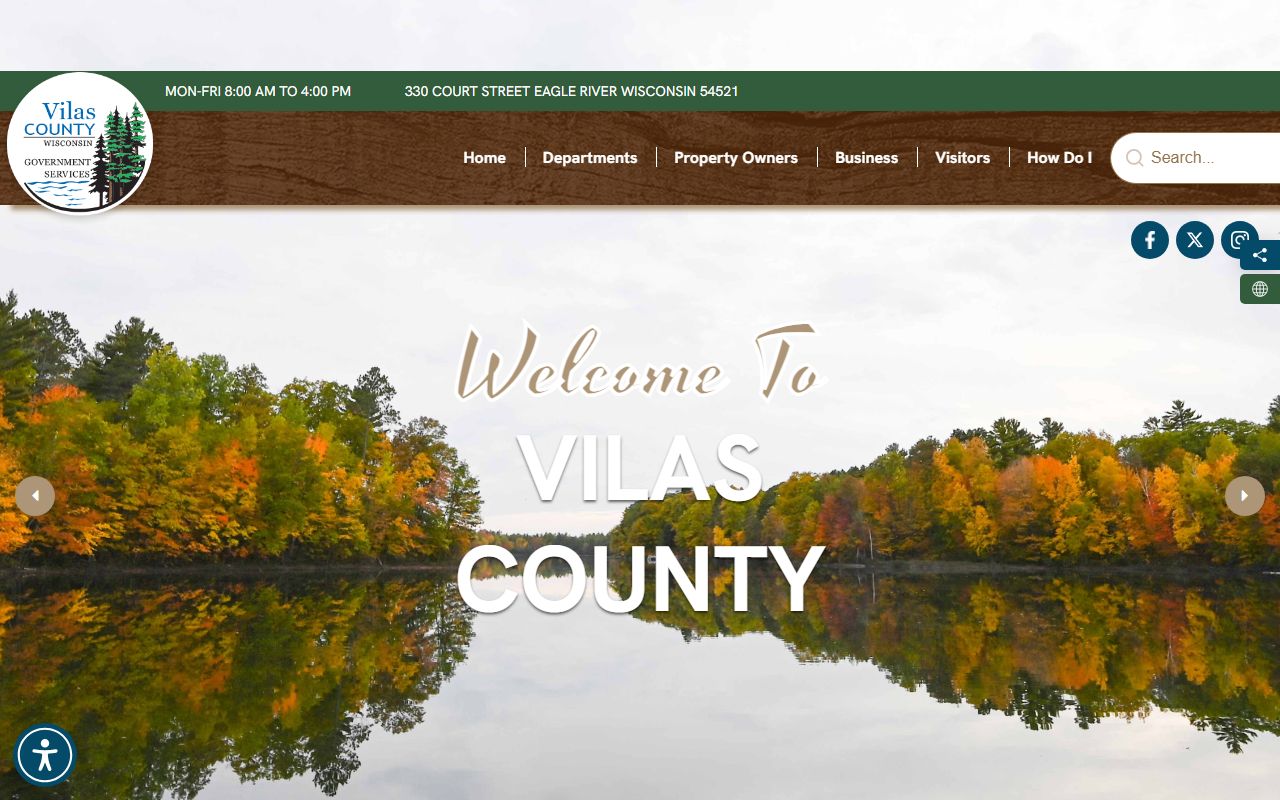 Vilas County Police Records county homepage screenshot