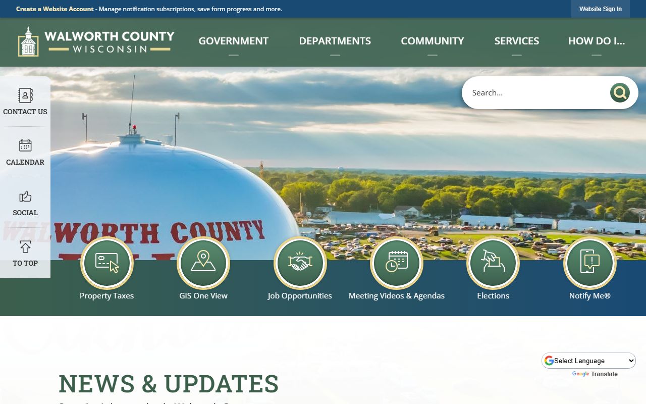 Walworth County Police Records county homepage screenshot