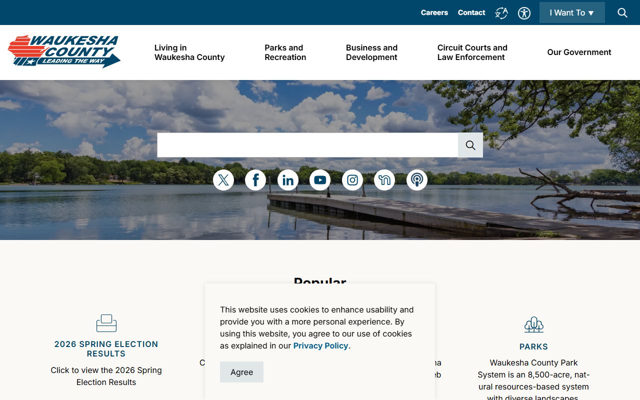 Waukesha County Police Records county homepage screenshot