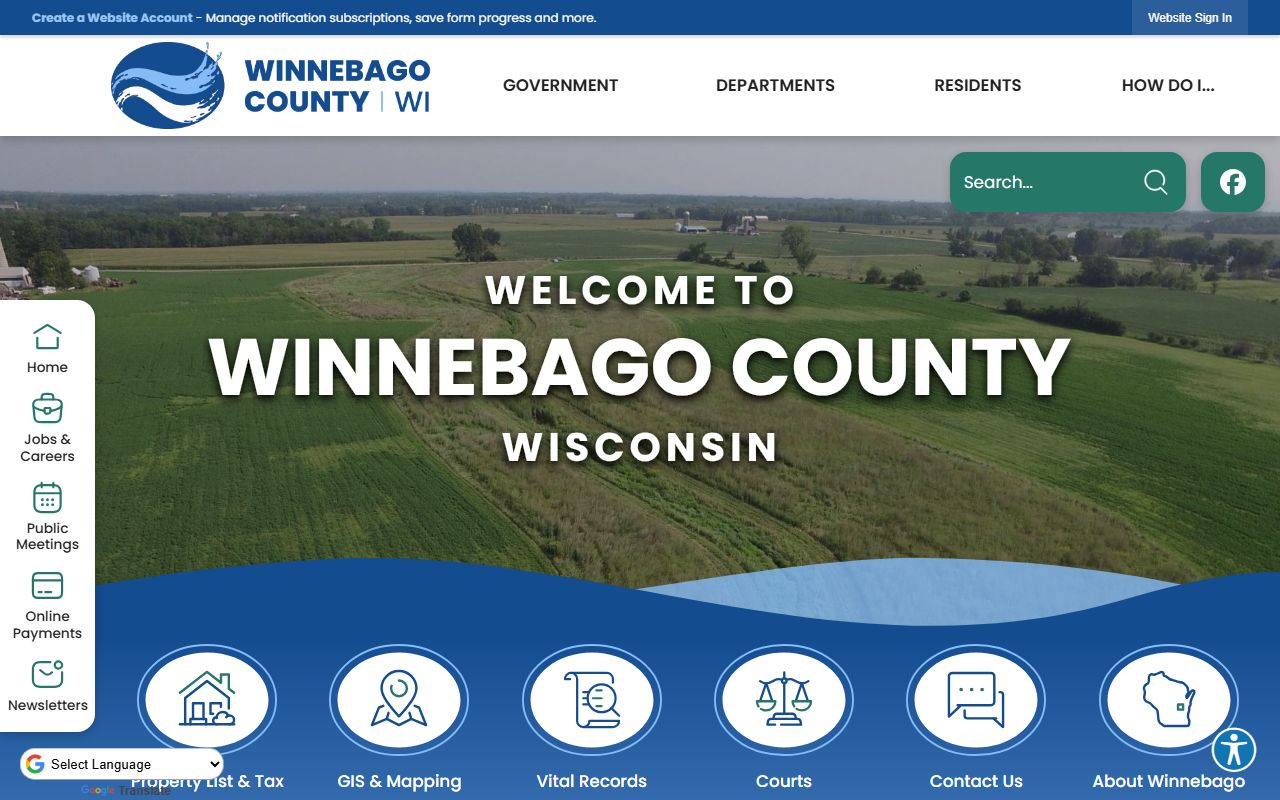 Winnebago County Police Records county homepage screenshot