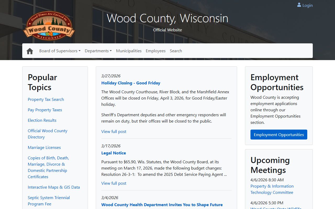 Wood County Police Records county homepage screenshot